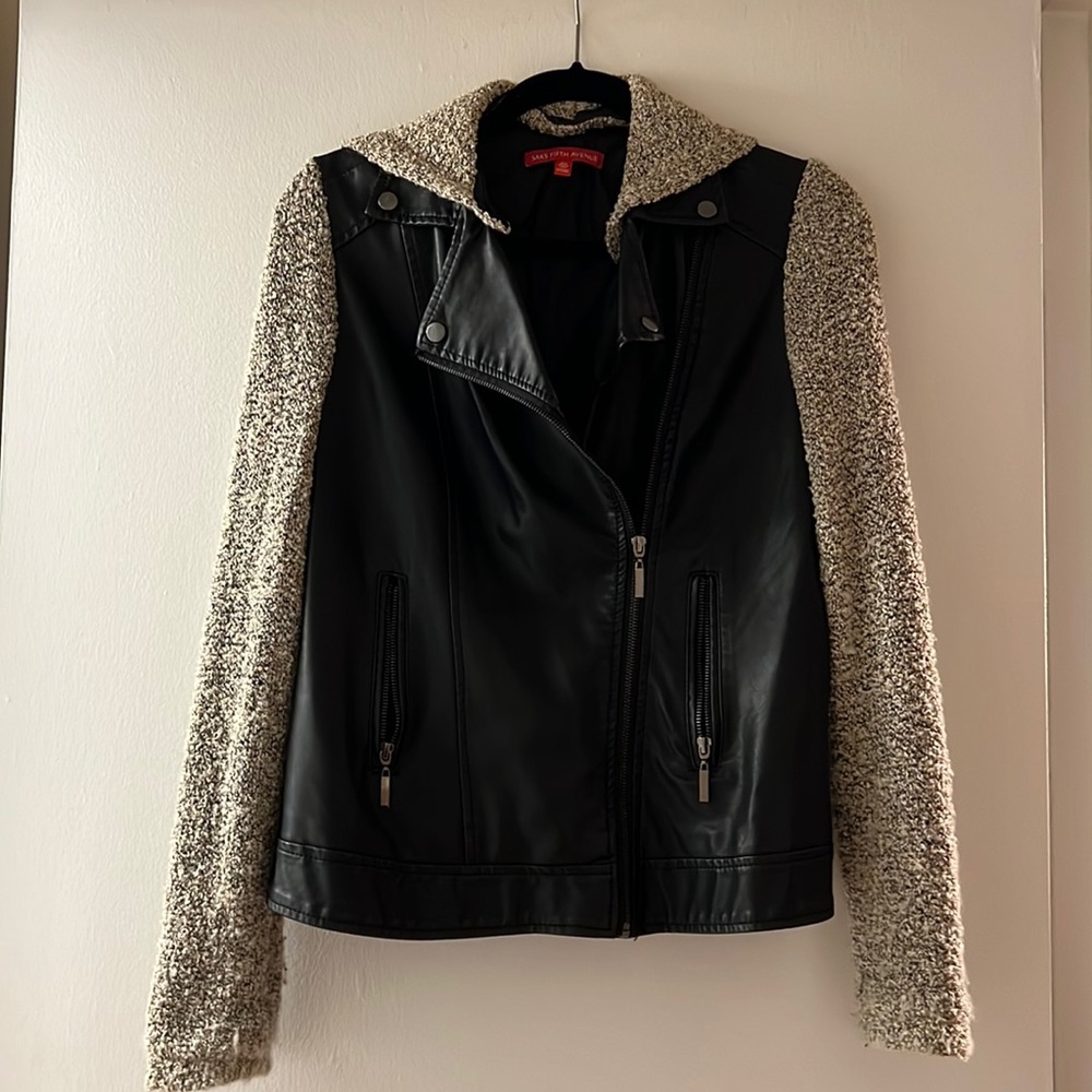 Saks Fifth Avenue, faux leather motorcycle jacket